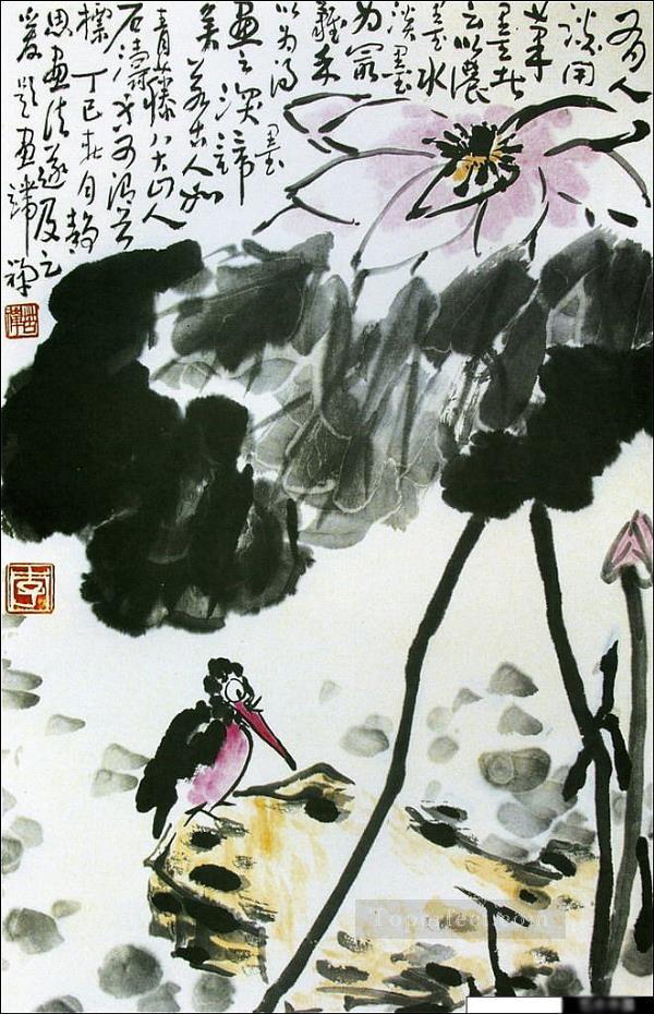 Li kuchan waterlily and bird traditional China Oil Paintings